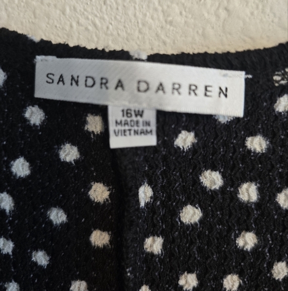 Sandra Darren Dress Womens 16W Plus Black White Long Sleeve Flowy Tiered Summer - Picture 6 of 12